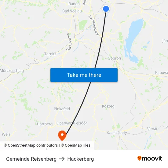 Gemeinde Reisenberg to Hackerberg map
