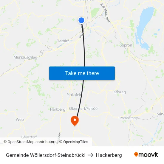 Gemeinde Wöllersdorf-Steinabrückl to Hackerberg map
