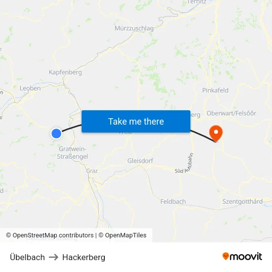 Übelbach to Hackerberg map