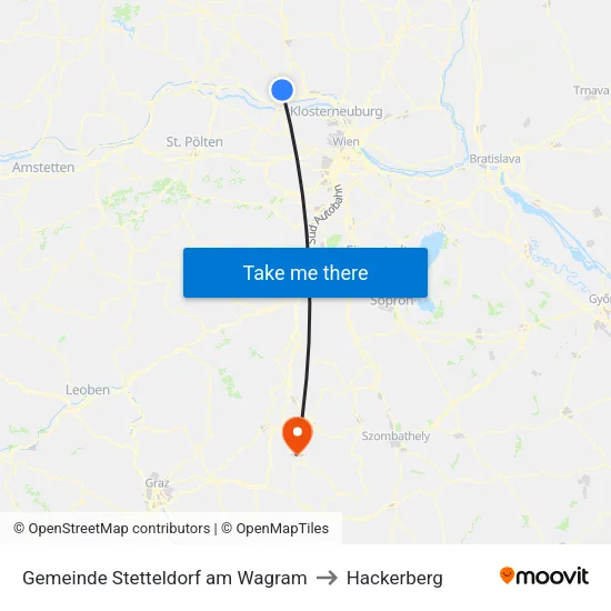 Gemeinde Stetteldorf am Wagram to Hackerberg map