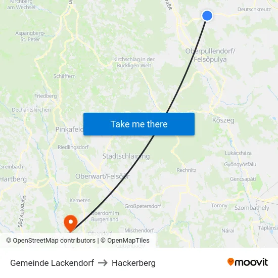 Gemeinde Lackendorf to Hackerberg map