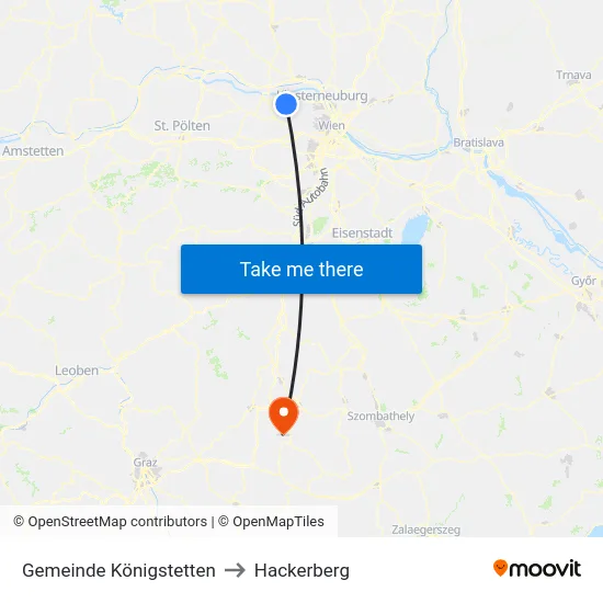 Gemeinde Königstetten to Hackerberg map