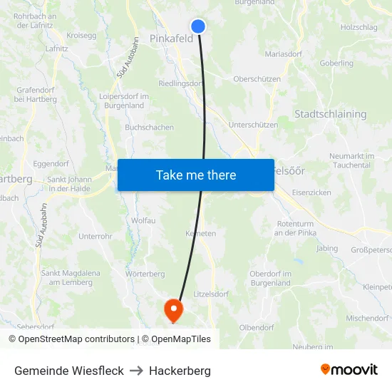 Gemeinde Wiesfleck to Hackerberg map