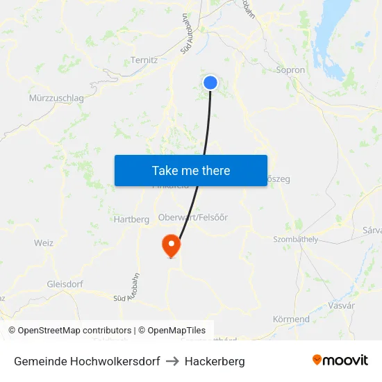 Gemeinde Hochwolkersdorf to Hackerberg map