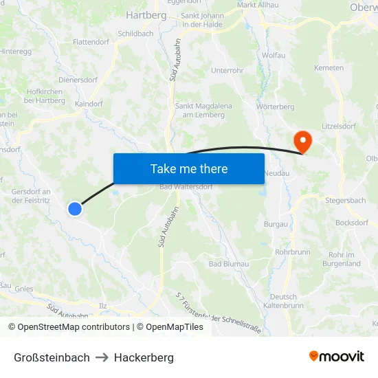 Großsteinbach to Hackerberg map