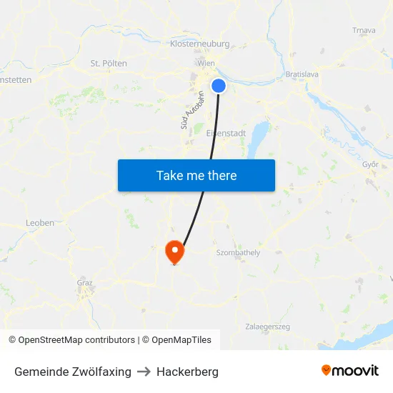 Gemeinde Zwölfaxing to Hackerberg map