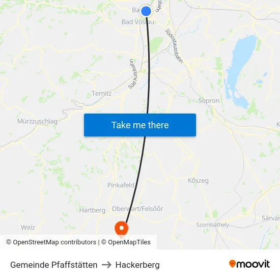 Gemeinde Pfaffstätten to Hackerberg map