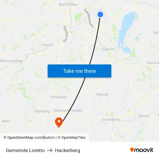 Gemeinde Loretto to Hackerberg map