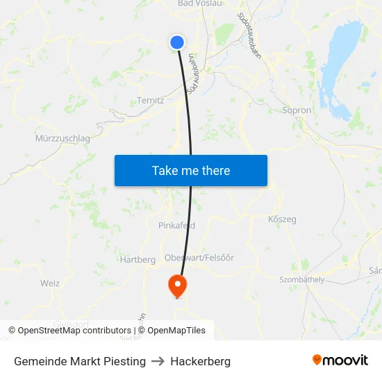 Gemeinde Markt Piesting to Hackerberg map