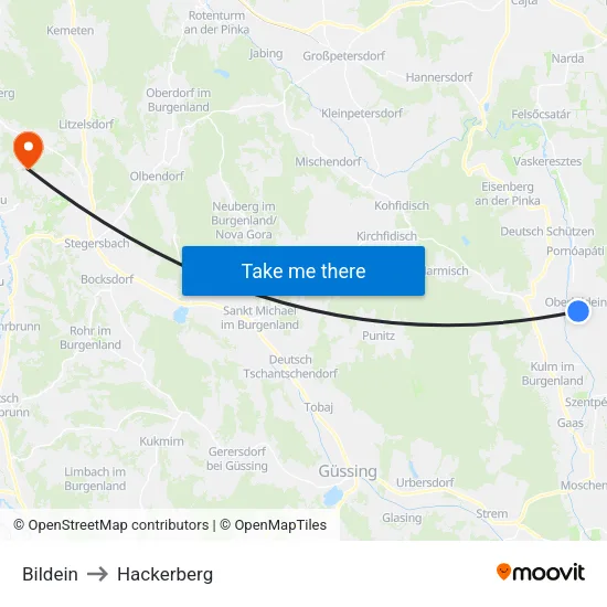 Bildein to Hackerberg map
