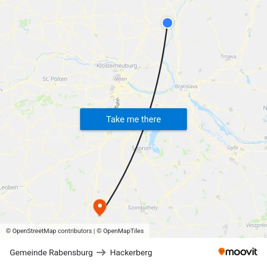 Gemeinde Rabensburg to Hackerberg map