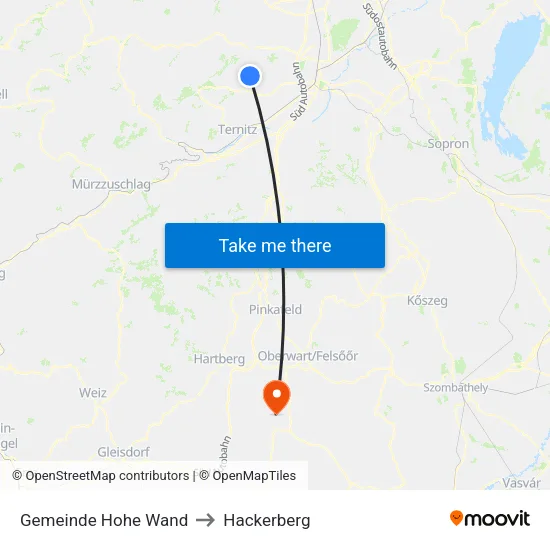 Gemeinde Hohe Wand to Hackerberg map