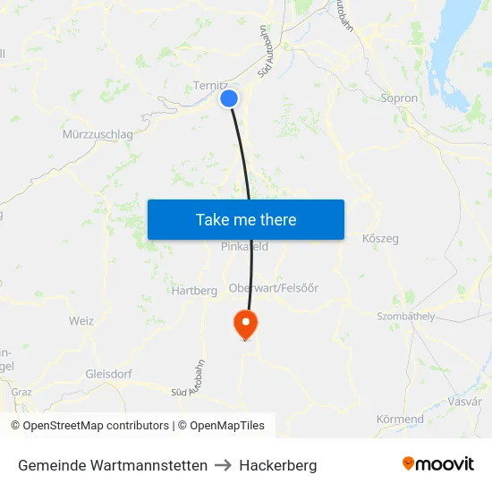 Gemeinde Wartmannstetten to Hackerberg map