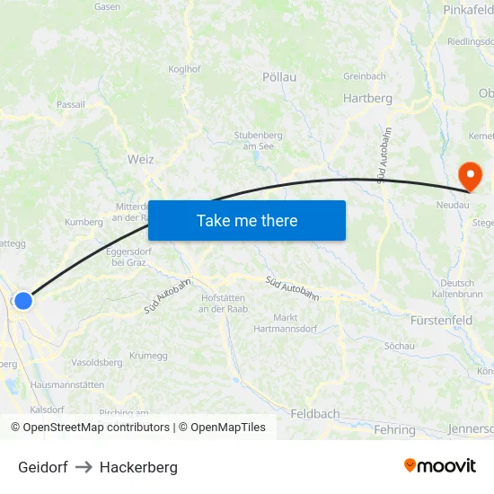 Geidorf to Hackerberg map