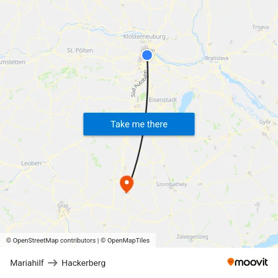 Mariahilf to Hackerberg map