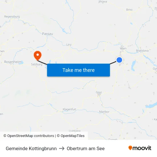 Gemeinde Kottingbrunn to Obertrum am See map