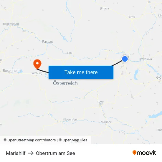 Mariahilf to Obertrum am See map