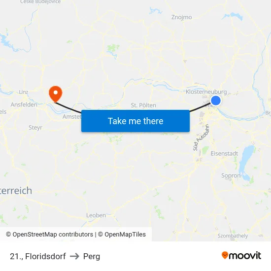 21., Floridsdorf to Perg map