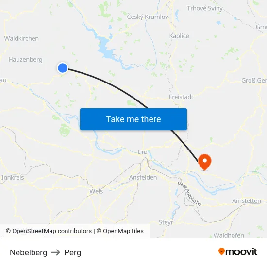 Nebelberg to Perg map