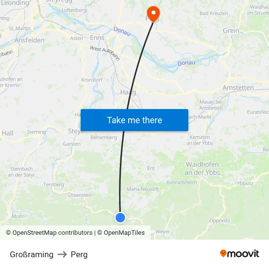Großraming to Perg map