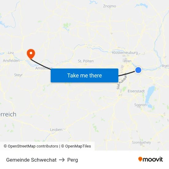 Gemeinde Schwechat to Perg map