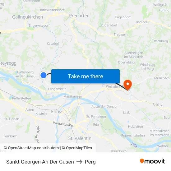 Sankt Georgen An Der Gusen to Perg map