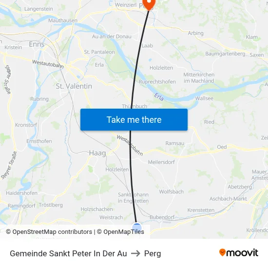Gemeinde Sankt Peter In Der Au to Perg map