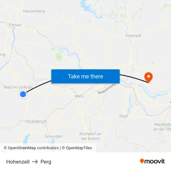 Hohenzell to Perg map