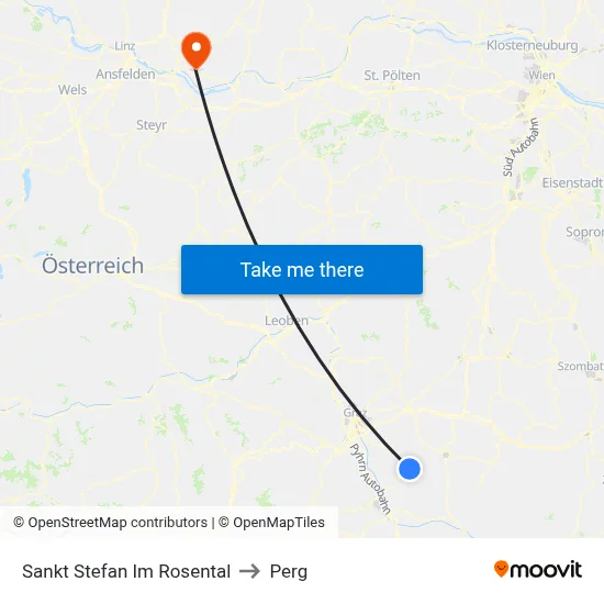 Sankt Stefan Im Rosental to Perg map