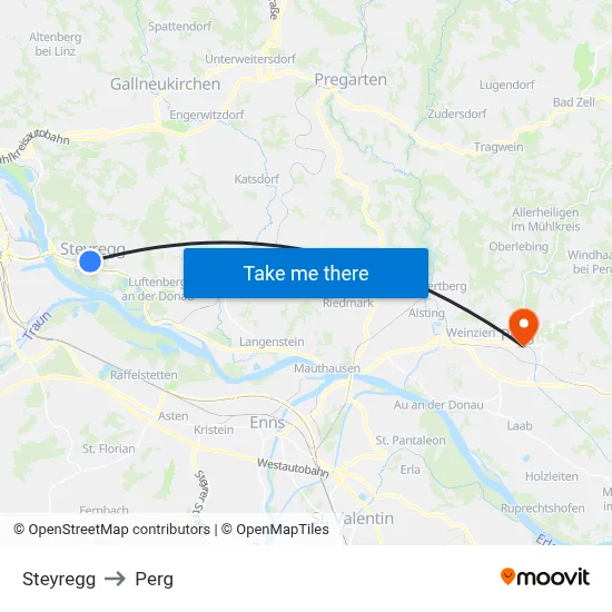 Steyregg to Perg map