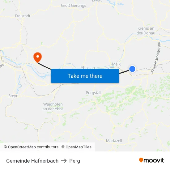 Gemeinde Hafnerbach to Perg map