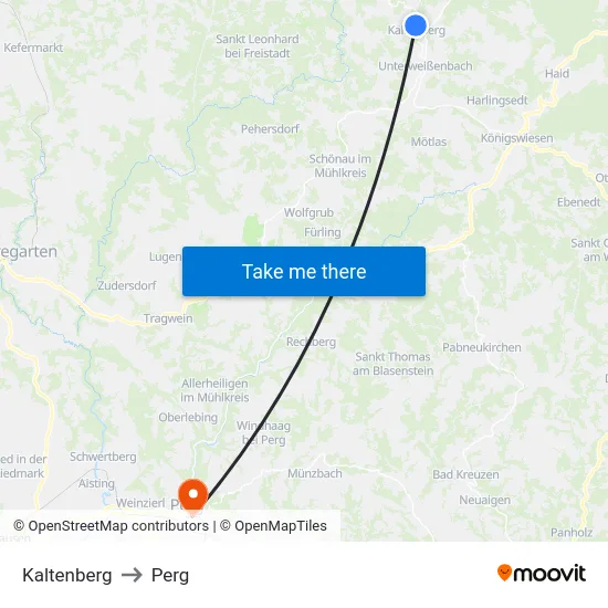 Kaltenberg to Perg map