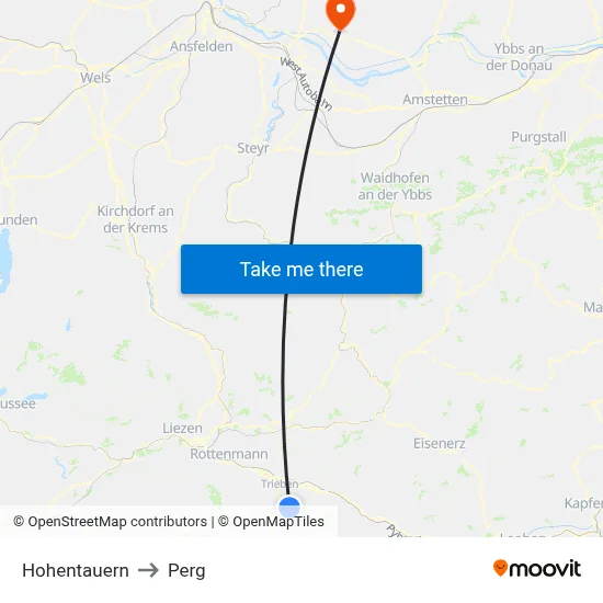 Hohentauern to Perg map
