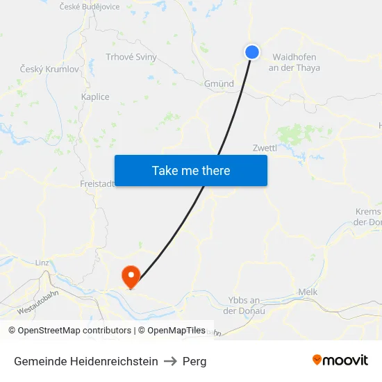 Gemeinde Heidenreichstein to Perg map