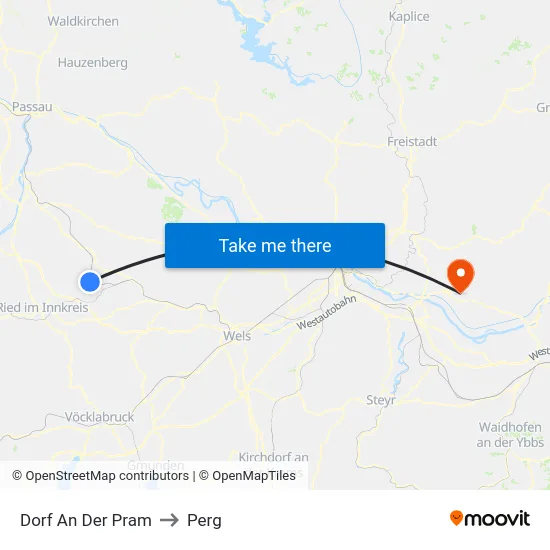 Dorf An Der Pram to Perg map