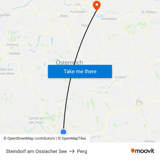 Steindorf am Ossiacher See to Perg map