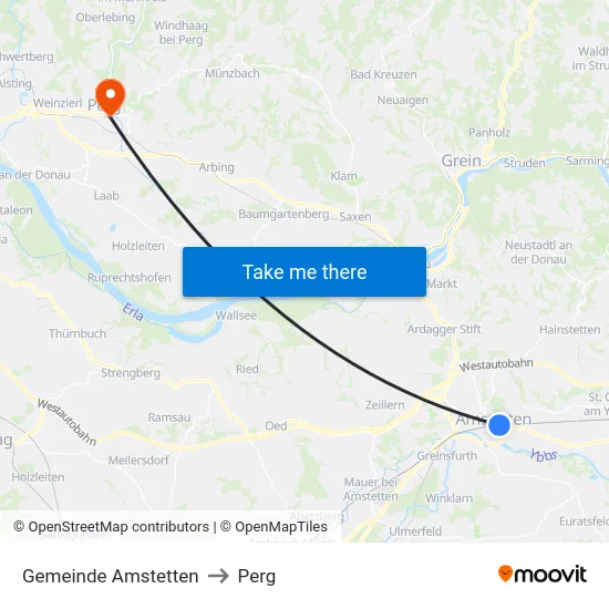 Gemeinde Amstetten to Perg map