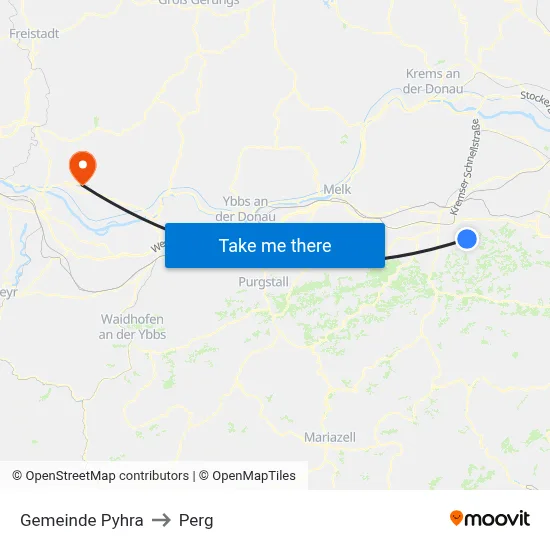 Gemeinde Pyhra to Perg map