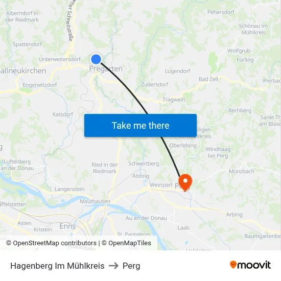 Hagenberg Im Mühlkreis to Perg map
