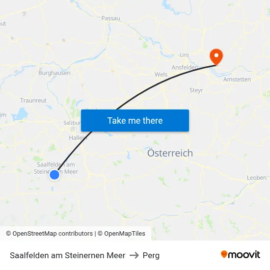Saalfelden am Steinernen Meer to Perg map