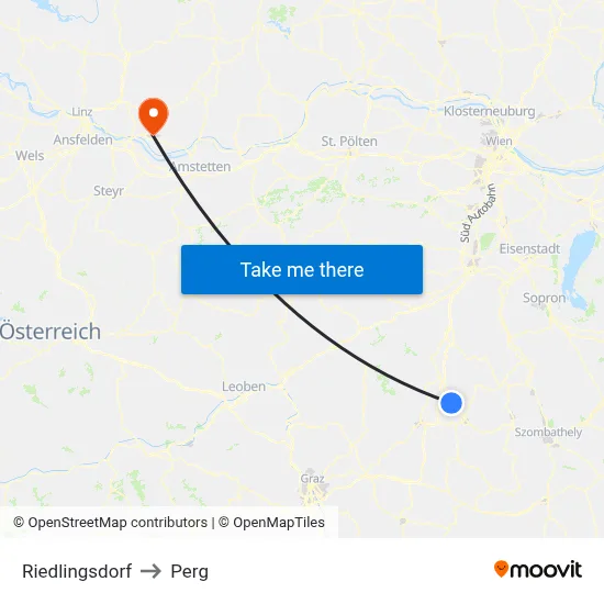Riedlingsdorf to Perg map