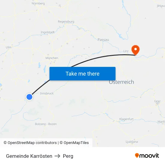 Gemeinde Karrösten to Perg map