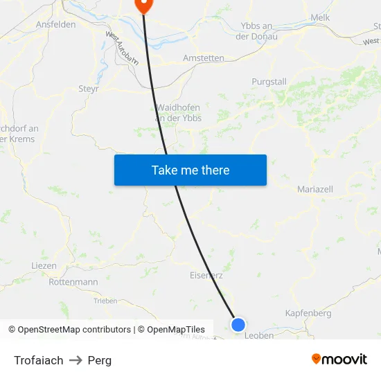 Trofaiach to Perg map