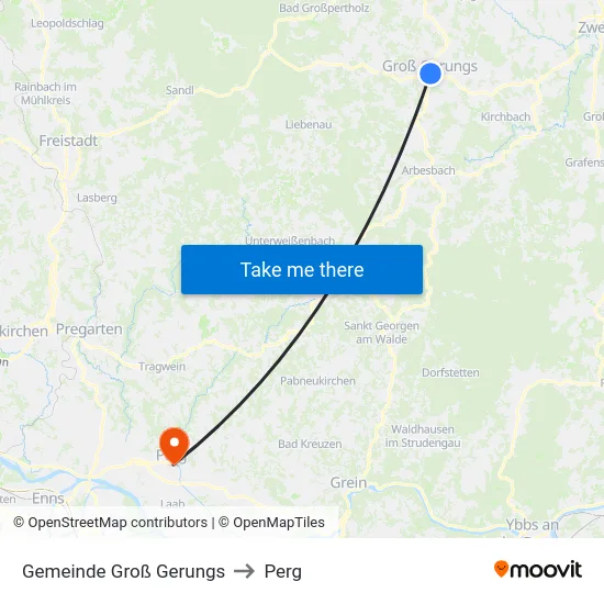 Gemeinde Groß Gerungs to Perg map