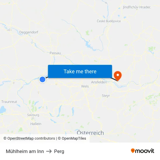 Mühlheim am Inn to Perg map