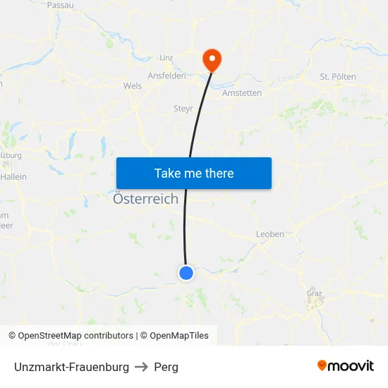 Unzmarkt-Frauenburg to Perg map