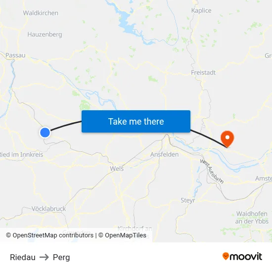Riedau to Perg map