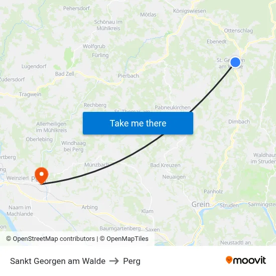 Sankt Georgen am Walde to Perg map