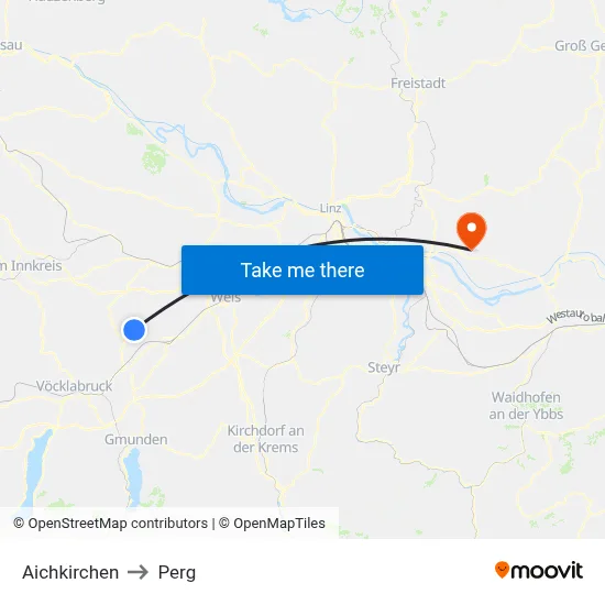 Aichkirchen to Perg map