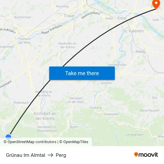 Grünau Im Almtal to Perg map